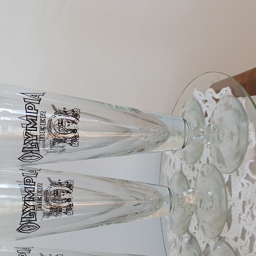 Vintage Olympia beer footed Glases